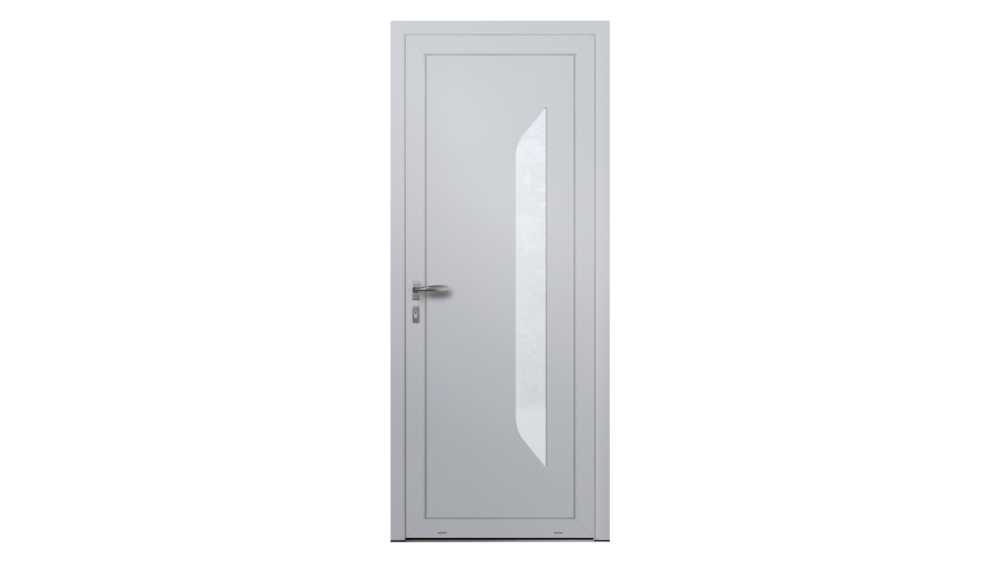 Porte d'entrée PVC parclosé INDUS blanche avec partie horizontale vitrée à droite Porte d'entrée